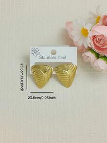Vintage Geometric Stud Earring For Women Charm Gold Earring,Waterproof Stainlees Steel Jewelry Summer Vacation Jewellery For Wedding Party Daily Gift - Multicolor - View 3