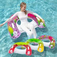 1pc New U-Shaped Dragon Fruit Floating Lounge Chair, PVC Material Portable Design With Handle And Cup Holder, Suitable For Beach, Pool, Lake Water Activities And Relaxation - Multicolor - View 5