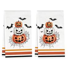 2pcs Halloween Decorative Kitchen Towels, Pumpkin Bat Spider Web Pattern Microfiber Kitchen Towels, 40*60cm/15.7*23.6in Towels, Single-Sided Print, Dish Cloths For Kitchen, Suitable For Restaurant Kitchen Bathroom Decoration, Holiday Gift - Multicolor - View 12