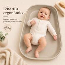 BATHBY Cambiador Bebé de Espuma PU Suave y Lavable, Cambiador para Pañales con Bordes Elevados, Ligero, Acolchado e Impermeable, Fácil de Limpiar, para Cómoda, Baño o Habitación Infantil - Caqui - Ver 7