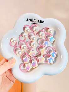 60/30pcs/Set Iridescent Gradient Hair Scrunchies, Including Star, Heart, Round Hair Accessories, Dreamy Sweet Cute - Suitable For Girls And Teenagers, Perfect For Daily, School, Vacation, Commute, Spring Outing, Photography And More - Multicolor - View 6