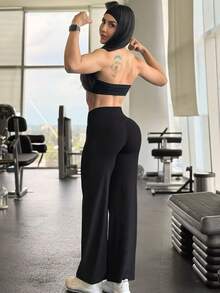 YEOREO Workout Leggings Womens No Front Seam Straight Leggings  31.5" High Waist Buttery Eddiy Gym Yoga Pants Summer Leggings For Women - 黑色 - 查看 4