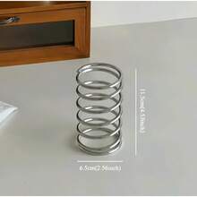 Un soporte para cepillo de dientes de acero inoxidable con un diseño simple, un soporte para cepillo de dientes con resorte con un diseño creativo y una caja de almacenamiento para brochas de maquillaje. - Plateado - Ver 2