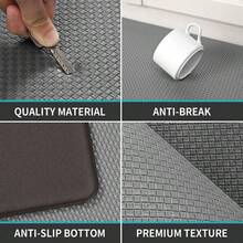 Juego de 2 alfombrillas de cocina acolchadas y antifatiga, alfombra pasillo impermeable de espuma de memoria sin deslizamiento para frente de fregadero, lavandería, escritorio de pie - Gris Oscuro - Ver 5