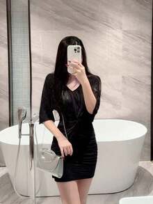 Dedoo 女款銀色金屬橢圓手柄手拿包，晚宴派對手提包，適合正式場合與夜生活（附贈禮品袋） - 銀色 - 查看 8
