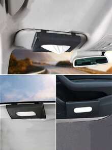 1pc PU Car Sunshade Makeup Pad Swab Storage Box, Car Tissue Holder, Portable Car Tissue Box - A - View 3