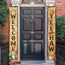 1 Pair Wild West Cowboy Party Porch Banner, Welcome Western Cowboy Birthday Hanging Sign, Baby Shower Party Decoration, Photo Booth Prop, Welcome Banner Porch Sign, Cowboy Rodeo Decor - Multicolor - View 3