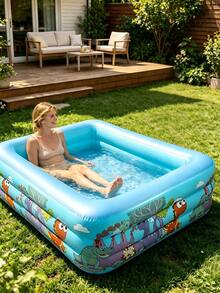 1 Rectangular Pool, Featuring A Large Water Play Area, Waterproof And Wear-Resistant, Easy To Store Without Taking Up Much Space, Suitable For Courtyards And Terraces. - A - View 4