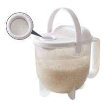 1 pieza Lavador de arroz multifuncional, adecuado para 1-2 porciones, lava arroz, frutas y verduras sin tocar el agua, colador y tamiz de PP transparente desmontable, herramienta de cocina gruesa y duradera, esencial para la cocina diaria, fácil de limpiar - Talla única para todos - Ver 11
