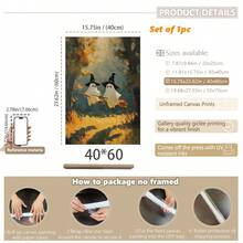 1pc Canvas Wall Art, Framed Wall Decor, Vintage Oil Painting Of Two Ghosts Wearing Wizard Hats And Riding Brooms In Autumn Forest, Atmospheric Halloween Canvas Poster, Dark Academia Vintage Aesthetic Wall Decor, Suitable For Modern Home Decoration - Ghost Witch - View 17