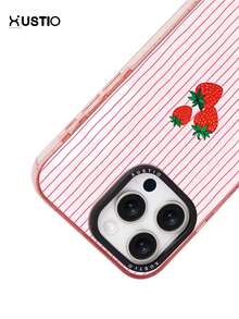 Funda de teléfono con patrón de rayas de fresa, material TPU transparente a prueba de golpes, cubierta de protección para la lente de la cámara, adecuada como regalo festivo para parejas y amigos, compatible con Apple XS/XS Max/XR/11/12/13/14/15/16 Pro/Pro Max/14/15 Plus/17/16 Pro Max - Multicolor - Ver 2