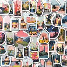 50 Stickers In Illustration Style Of Magical Bottles In The World - Waterproof Vinyl, Suitable For Laptops, Water Bottles, Notebooks, Suitcases, Etc. - Cute Cartoon DIY Scrapbook Gift - Alien - View 2