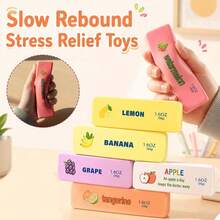 Mini Butter Stick PU Squishy Toy, New Fruit Series, Fluffy Elastic Slow Rebound Squeeze Toy, Portable Hand Squeeze Stress Relief Toy, Cute Pocket Size, Suitable For Teenagers And Adults Daily Leisure Entertainment Accessory - Multicolor - View 6