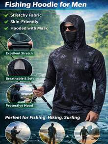 Men's Lightweight Fishing Hoodie, Breathable UV Protection Sun Shirt - Multicolor - View 6