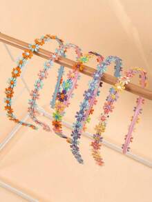 1/3/5件組女孩刺繡蝴蝶與雛菊花卉髮箍，適合野餐、日常休閒造型 - 彩色 - 查看 17