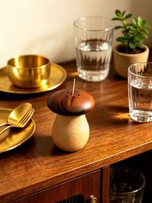 1pc Mushroom Toothpick Holder, Multifunctional Portable Walnut Wood Solid Toothpick Box, Creative Cute Adjustable Detachable Cartoon Acorn Toothpick Can, Portable Minimalist Toothpick Storage Box, Premium Floss Toothpick Bucket, New Creative Storage Box, Light Luxury Premium Home Daily Use - Multicolor - View 11