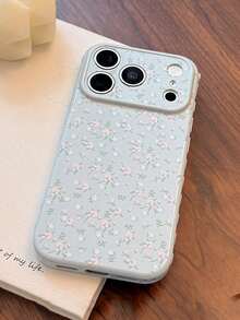 1pc Gentle Ins Style Floral Polka Dot Phone Case Compatible With IPhone 17 Pro Max, 16 Pro, 15, 14, 13, Fresh Girl Niche Design, Anti-Drop Soft Protective Cover, Korean Style - Blue - View 7