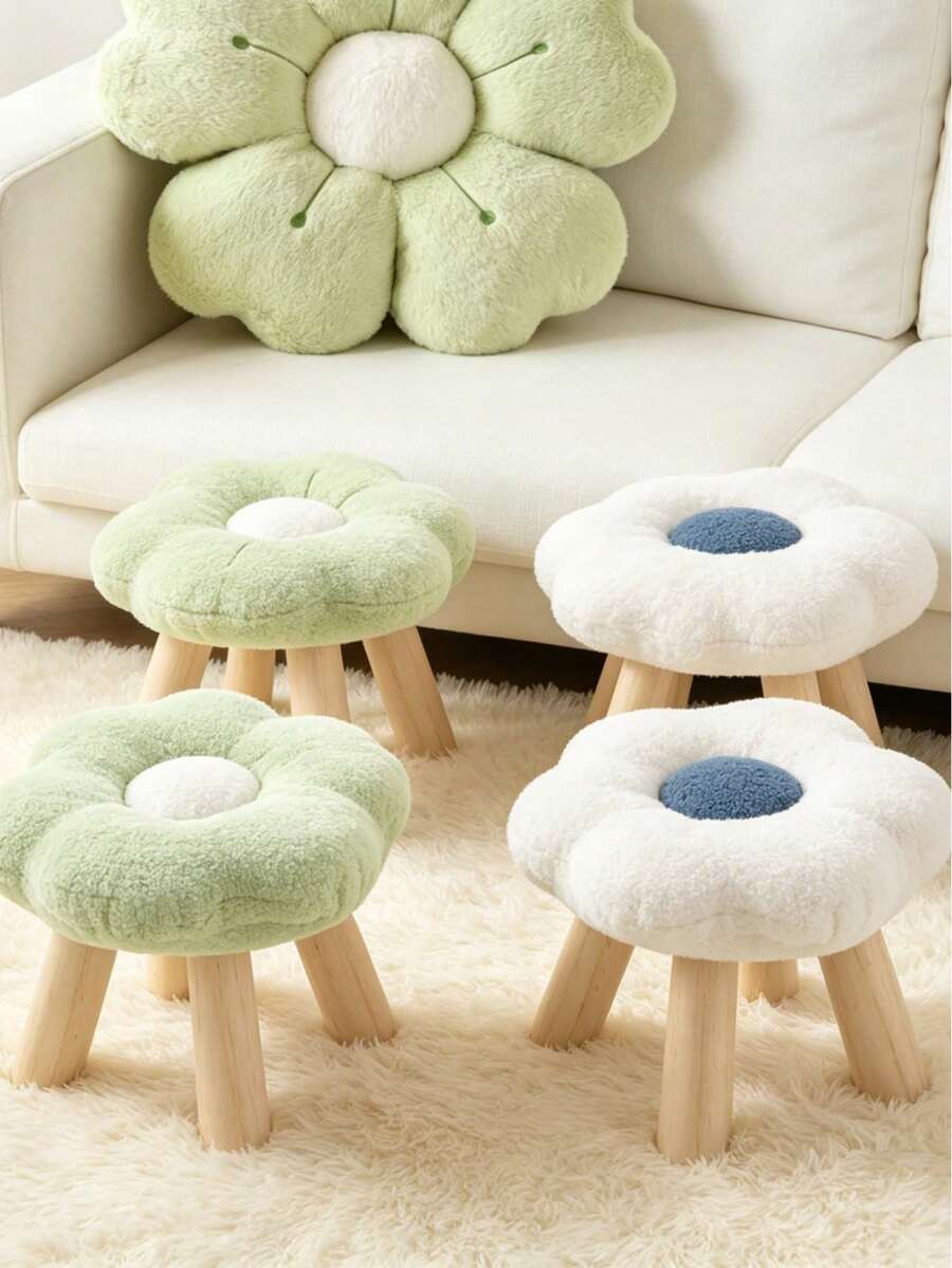 Squishies 柔軟凳子 可拆卸可水洗 房間裝飾 臥室裝飾 節日必備 鞋凳 腳凳 花盆桌 適合可愛舒適風格房間 - 白色 - 查看 1