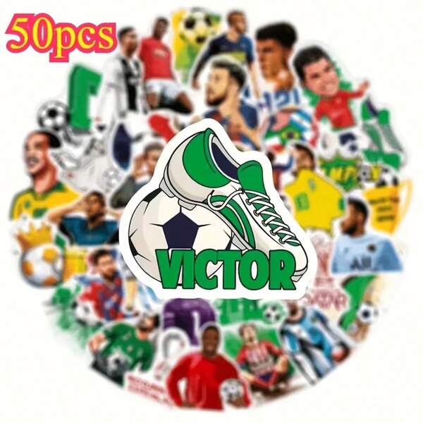 50Pcs Football Themed Stickers, Suitable For Roller Skating And Cycling On Mobile Phones, Laptops, Water Bottles, Suitcases, Skateboards, Making It An Excellent Gift For Football Culture Enthusiasts