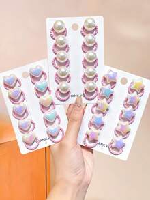 60/30pcs/Set Iridescent Gradient Hair Scrunchies, Including Star, Heart, Round Hair Accessories, Dreamy Sweet Cute - Suitable For Girls And Teenagers, Perfect For Daily, School, Vacation, Commute, Spring Outing, Photography And More - Multicolor - View 3