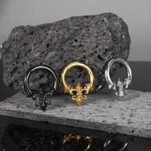 1 buah Anting Tindik Telinga Liontin Hypoallergenic, Alat Pelebar Terowongan Telinga Stainless Steel, Perhiasan Tindik Telinga Pola Iris Vintage Gotik - gaya-2 - View 7