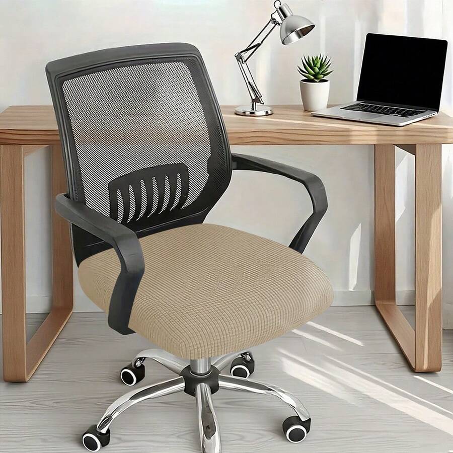 1PC Waffle Knit Office Chair Cover, Universal Computer Chair Seat Cover, Multiple Colors Available, Pet-Friendly, Stretchable Machine Washable Soft Fabric, Suitable For Bedroom, Home Office, Meeting - 1PC - View 1