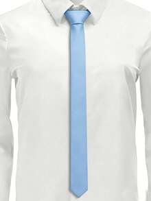 1PC Men's Solid Color Tie, Business Formal Slim Tie (4cm) - Baby Blue - View 1