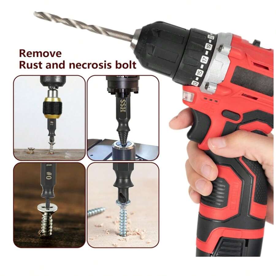 6 Count High Speed Steel Bolt Extractor Tool, Premium Plated Finish For Stripped & Rusted Screws Home DIY Use - 6pcs - View 1