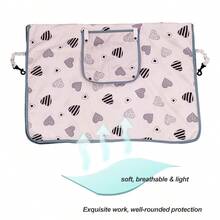 Pink Heart Print Baby Car Seat Canopy Cover With Breathable Mesh Window Windproof Sun Protection Infant Carrier Cover Multi Use Nursing Stroller Cover - Multicolor - View 6