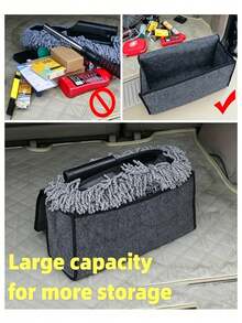 1pc Customized Embroidered Car Storage Box, Trunk Organizer Bag, Car Storage Box, Felt Material, Foldable, Car Storage Bag - Multicolor - View 2