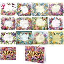 1件 5D DIY-2027 鑽石畫桌面日曆，花卉蝴蝶圖案主題創意設計紙質雙面桌面日曆，創意手工藝品，適合居家學習、辦公室及桌面裝飾，適合女性，是送給同事、朋友和家人的理想節日與新年禮物 - WTL005-花朵2 - 查看 11