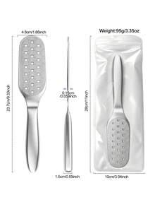 1pc Double-Sided Stainless Steel Foot File Pedicure Tool, Coarse & Fine Dual-Sided Foot Rasp To Remove Calluses, Foot Scraper To Remove Dead Skin And Cracked Heel Hard Skin, Portable Foot Exfoliation Care Tool - Silver - View 4