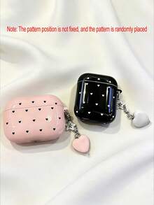 Heart Pattern Protective Case With Heart Pendant, Glossy Hard PC Material Shell, Suitable For AirPods 1/2/3/Pro/Pro 2, Anti-Drop Full Protection Earphone Case For Women And Girls - Multicolor - View 4