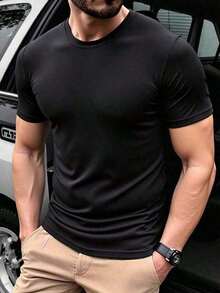 T-shirt grafiche da uomo, T-shirt casual da uomo a maniche corte con collo raglan, T-shirt estive da uomo, T-shirt aderenti da uomo, Top per uomo e donna, Abbigliamento estivo - nero - Visualizzare 1