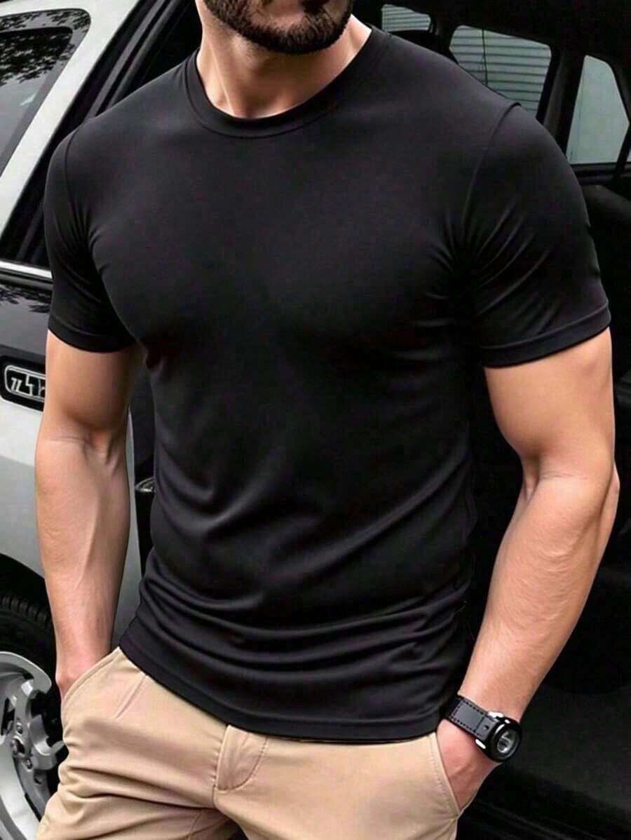 T-shirt grafiche da uomo, T-shirt casual da uomo a maniche corte con collo raglan, T-shirt estive da uomo, T-shirt aderenti da uomo, Top per uomo e donna, Abbigliamento estivo - nero - Visualizzare 1