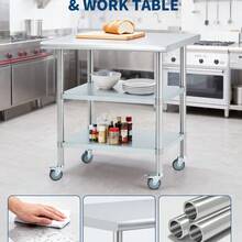 Stainless Steel Prep Table With Backsplash & Adjustable Undershelf,Commercial Kitchen Worktable,Heavy Duty Metal Food Prep Table For Restaurant Garage Outdoor Works - Blanco - Ver 4