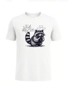 Men Streetwear Graphic Print T-Shirt Classic Crew Neck Tee - White - View 1