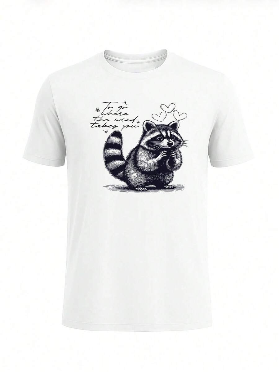 Men Streetwear Graphic Print T-Shirt Classic Crew Neck Tee - White - View 1