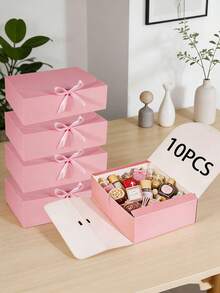 10/5件/1件情人節禮品盒附緞帶，婚禮季禮品包裝盒，適合情侶、朋友，驚喜禮物盒，適用於生日、派對、節日、情人節 - 粉色 - 查看 21