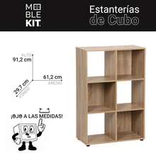KIWI MOBLEKIT | Modular Wooden Shelves With Different Compartments And Door Options, Bookcases And Storage Furniture For Bedroom, Kitchen Or Entryway - Roble - 6 Comp | 61.2x29.7x91.2厘米 - 查看 3
