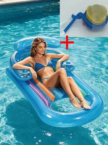 2pcs/1pc Adult Inflatable Floating Bed, Built-In Cup Holder Design, Sequin Decoration, Durable Material, Comfortable Back Support, Suitable For Pool Relaxation, Beach Vacation And Party Water Games, Easily Start Summer Fun - Multicolor - View 13