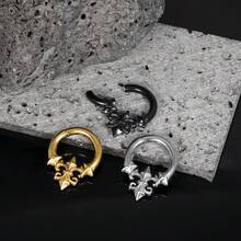 1 buah Anting Tindik Telinga Liontin Hypoallergenic, Alat Pelebar Terowongan Telinga Stainless Steel, Perhiasan Tindik Telinga Pola Iris Vintage Gotik - gaya-2 - View 3