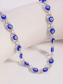 1 buah Kalung Mata Setan Mewah Bergaya Ekstra, Perhiasan Kalung Desain Kreatif Niche - Biru - View 5