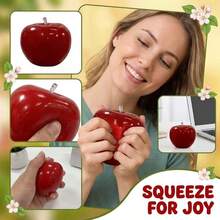 1 Pink Crystal Apple Gummy Toy, Soft And Slowly Rising Squeeze Decompression Ball, Fruit Shaped Tactile Tool, Cute Semi Transparent Handheld Relaxation Toy, Home Office Aesthetic Desktop Decoration, Daily Novelty Gift, Emotional Enhancement - Multicolor - View 7