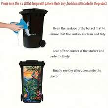1pc Large 14.57x32.28 Inch Waterproof PVC Trash Can Sticker - Vibrant Peacock And Natural Landscape Pattern Art Decal, Suitable For Trash Cans, Walls, Kitchen Decor - Durable Home Decoration, Trash Bin Decor | Natural Scene Decal | Durable Sticker - A - View 7