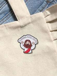 Cartoon Jesus Encouragement Enamel Brooch Spanish Faith Slogan Metal Pin Bag Decor - Multicolor - View 4