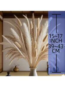 1pc Artificial Reed Grass & Eucalyptus Mixed Decorative Bouquet, For Wedding, Party Or Tabletop Decor, Bridal Hand Bouquet, Tabletop Decoration Prop - Brown - View 2