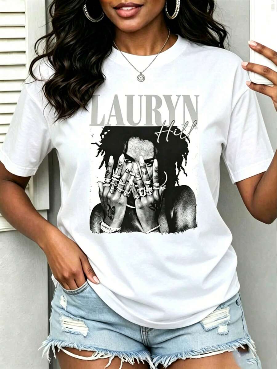 Women's Lauryn Hill Print Tank Top, Casual Sleeveless Summer Tops, Going Out Tops, Music Festival Outfits For Women, Y2K Style Graphic Tees - 白色5 - 查看 1