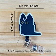 Cat Retractable D Card Holder Reel With Cute Cartoon Design, Nurse Hospital Badge Holder Office Lanyard 1pc - X1087 - View 4