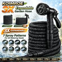 Expandable Elastic Hose, Equipped With 7 Adjustable Spray Heads, Suitable For Car Washing, Lawn Watering, Plant Care And Pet Bathing, Can Be Used Year-Round, Made Of Hose And Connector. - Black - View 1